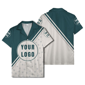 custom logo circles & diagonal stripes minimalist hawaiian shirt for men