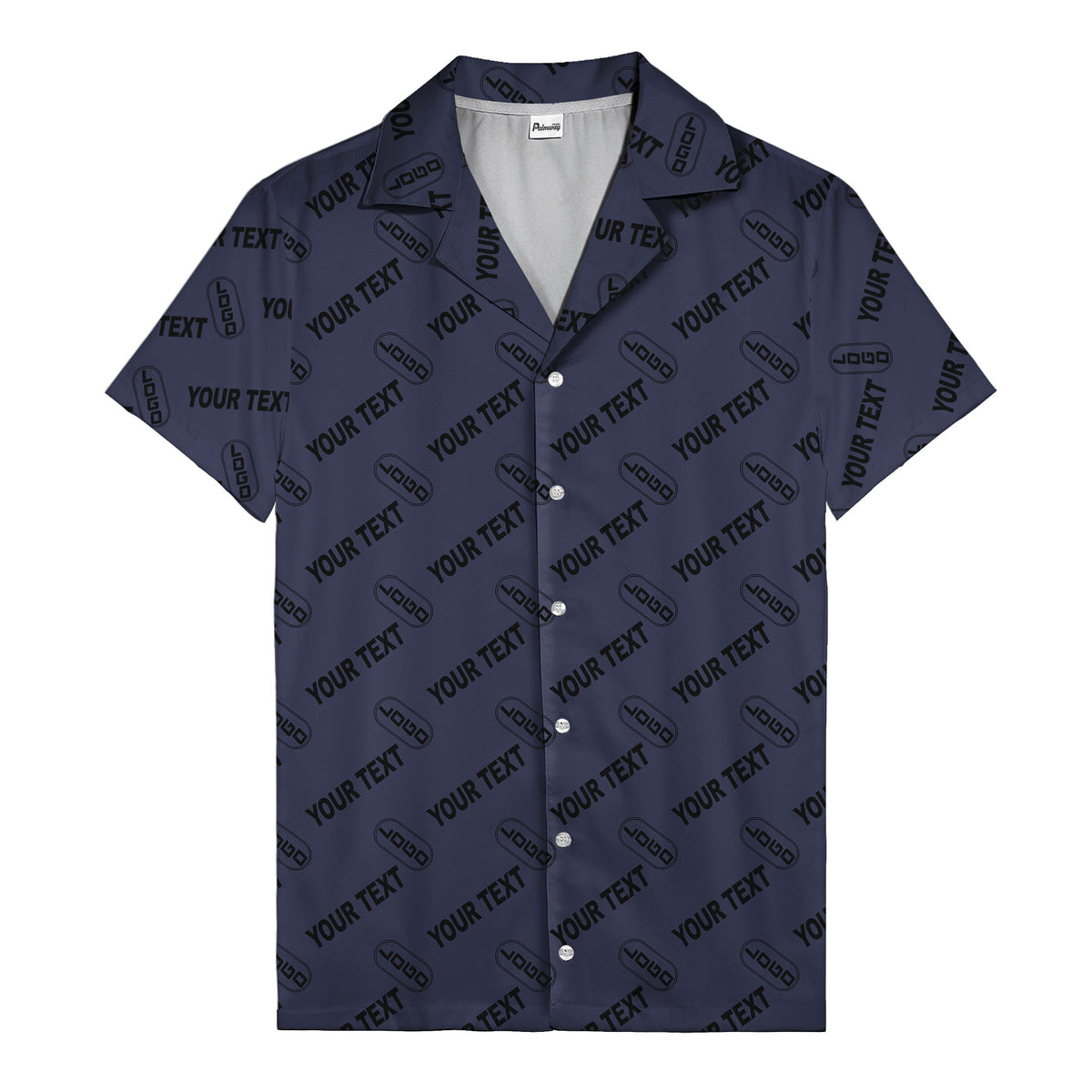 custom logo & editable text repeat pattern black hawaiian shirt