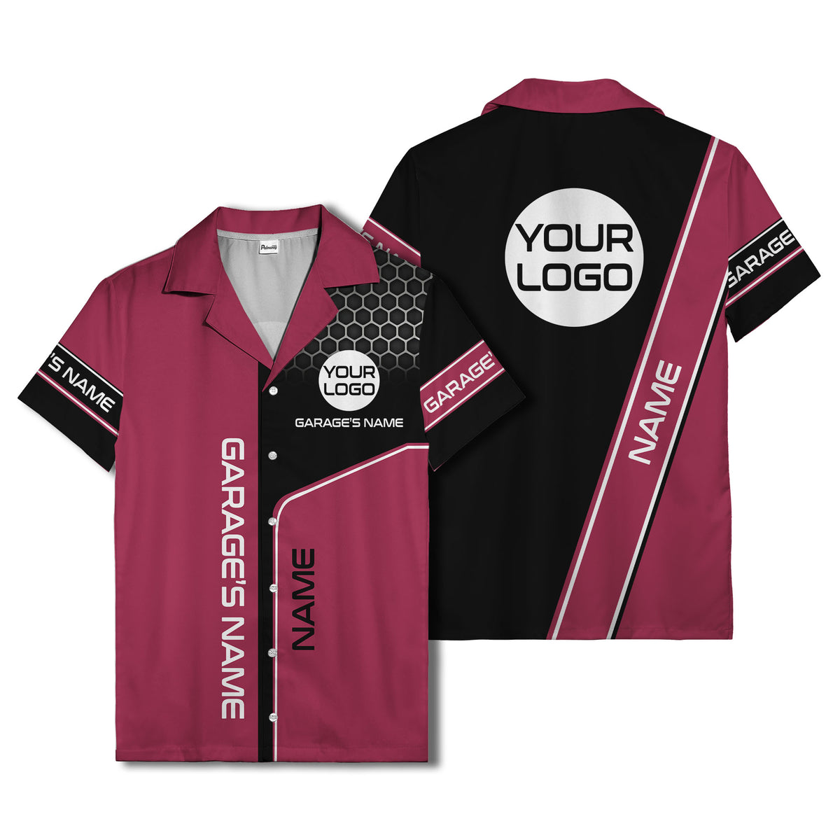 custom logo hexagonal honeycomb automotive hawaiian shirt for men