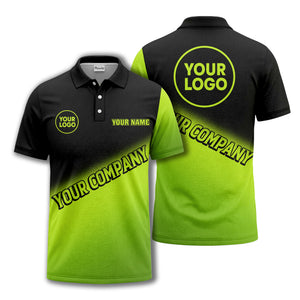 custom logo & name black white gradient corporate polo shirt