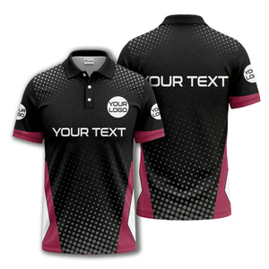 custom logo text overlay polka dot golf polo shirt