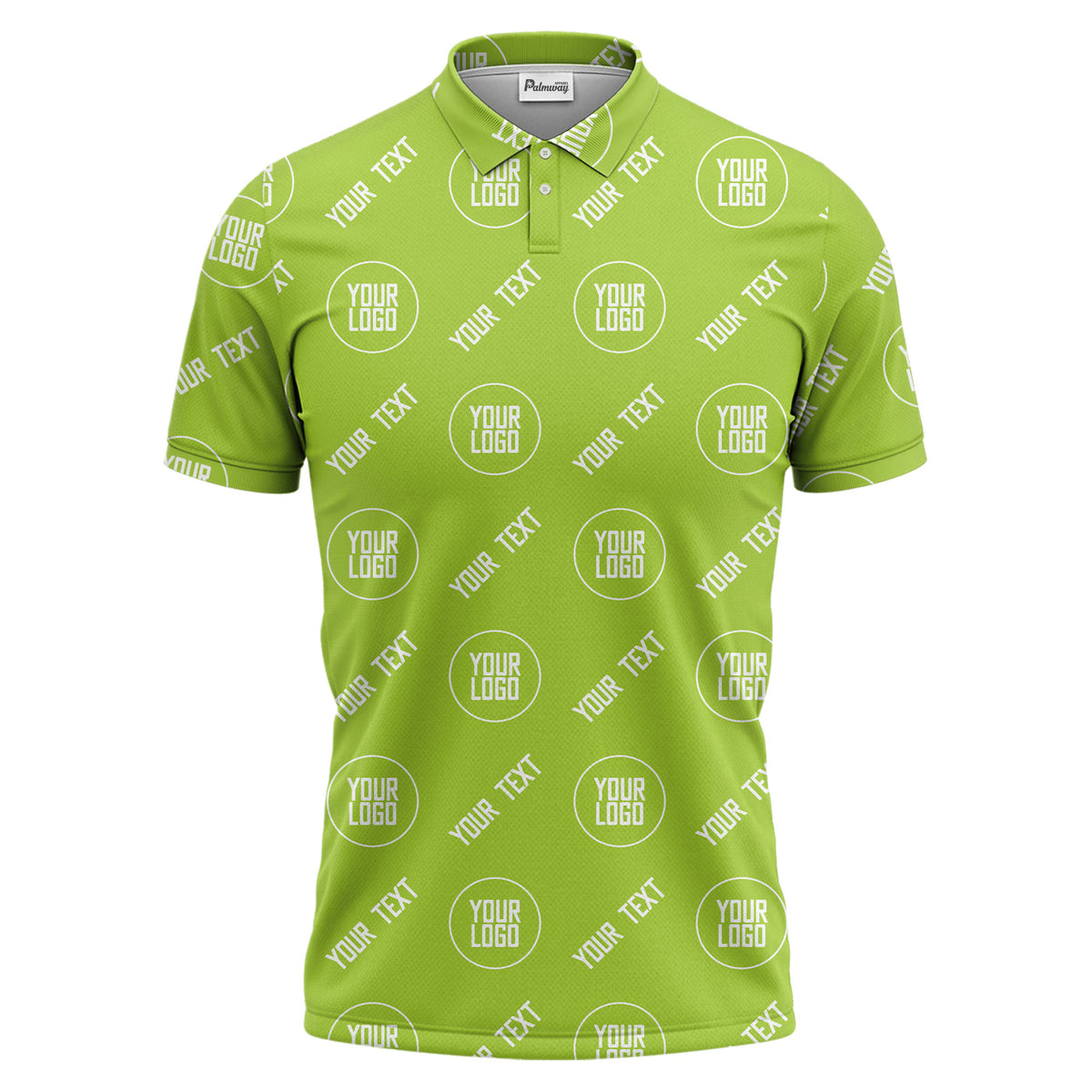 custom logo & text repeat pattern black personalized polo shirt for men