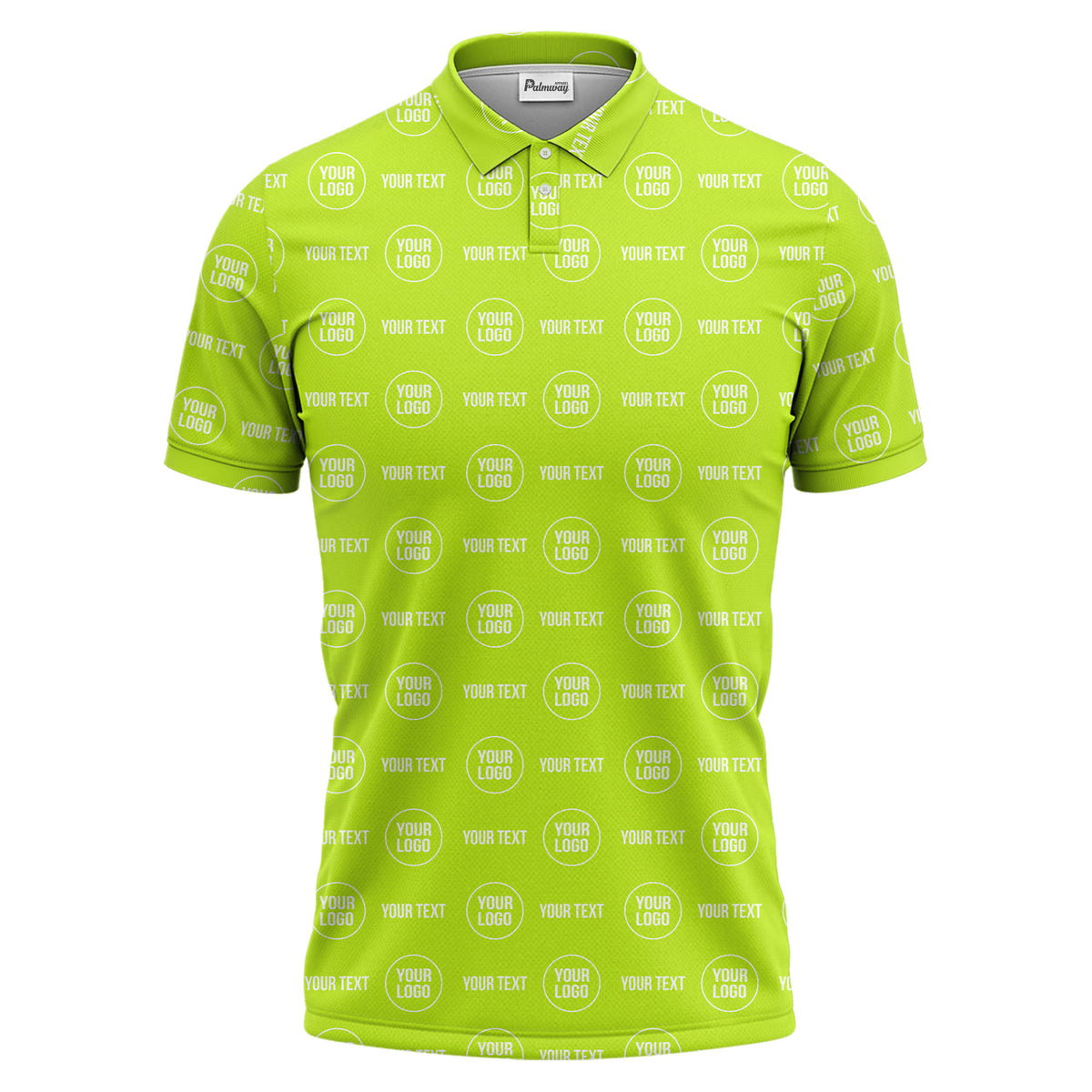 custom logo & text repeat pattern black polo shirt for men