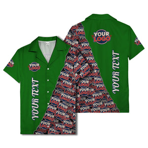 custom logo & vertical text repeat pattern hawaiian shirt