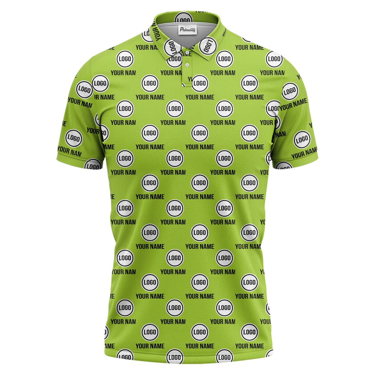 custom name & logo repeat circle pattern black polo shirt