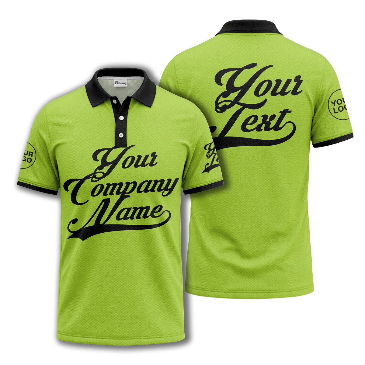 custom script logo corporate casual polo shirt for men