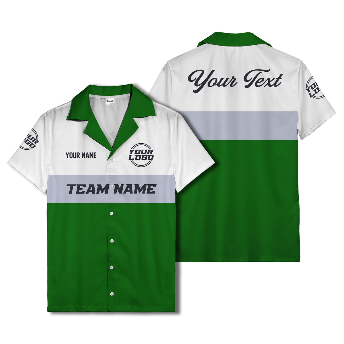 custom team logo & name bowling hawaiian shirt