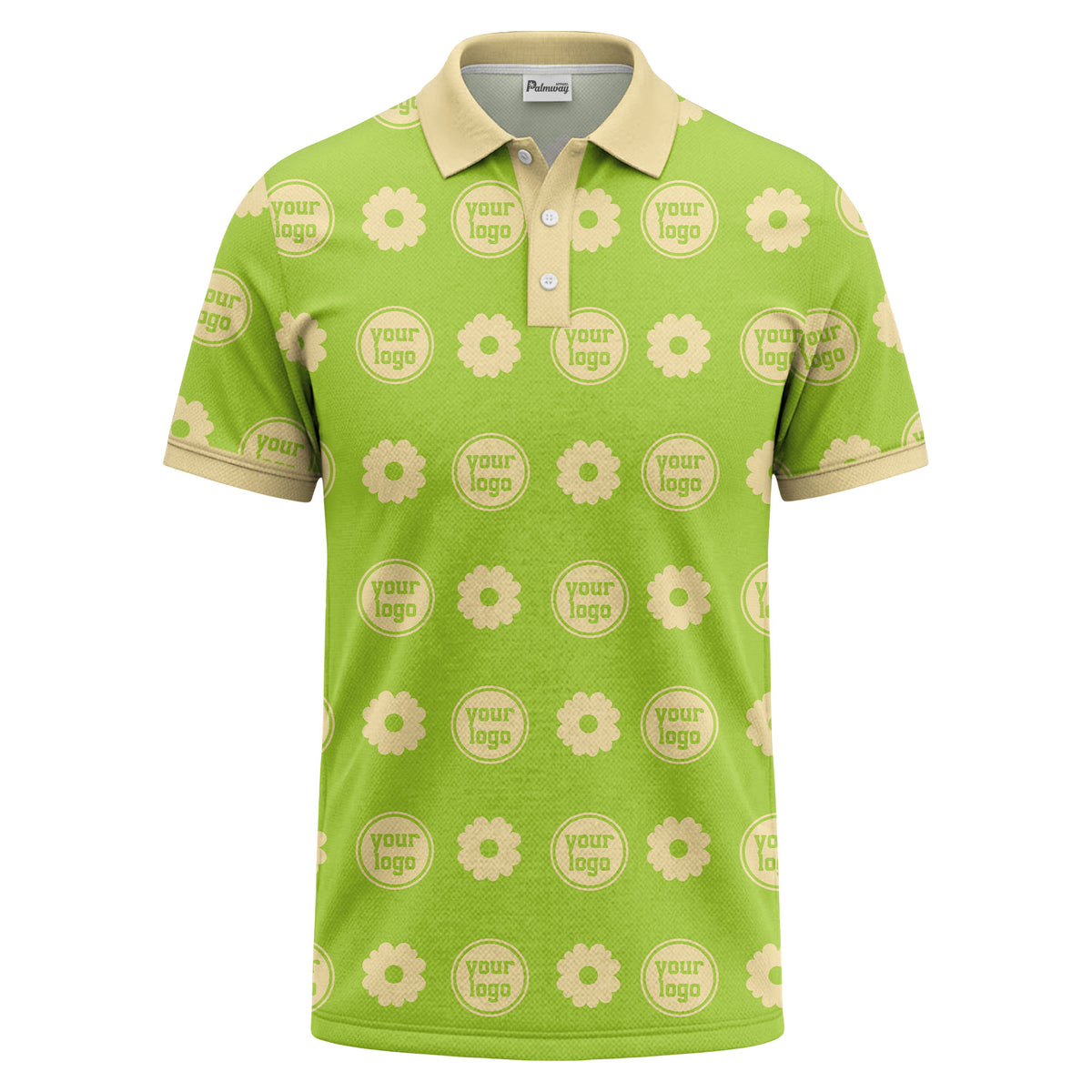 customizable daisy & monogram repeat pattern polo shirt