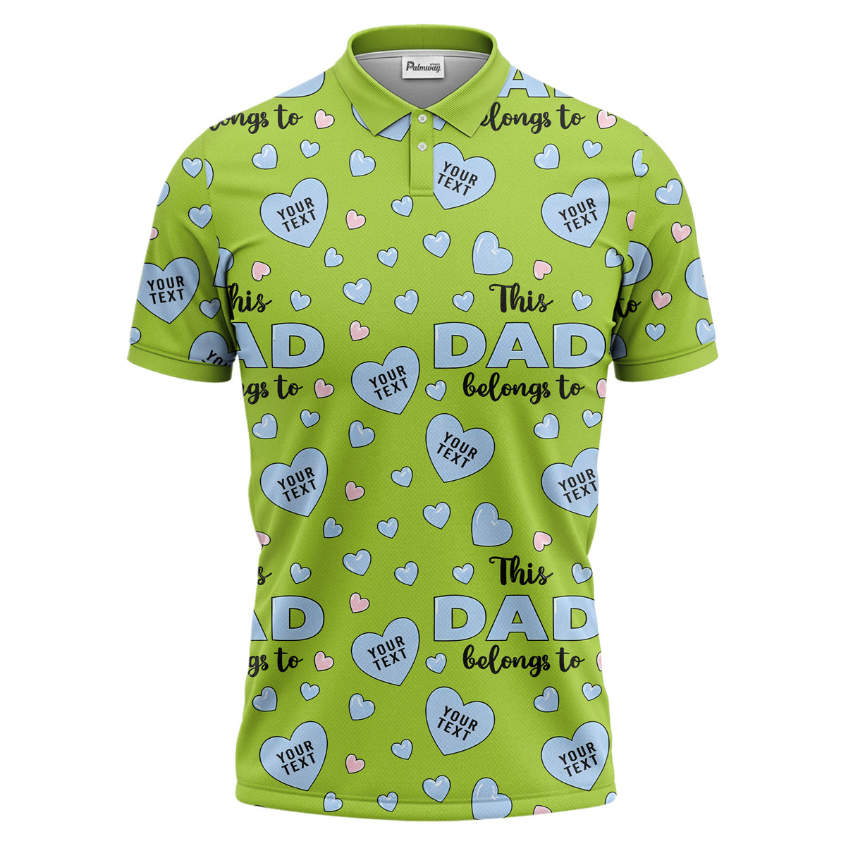 customizable hearts & text father's day all over print polo shirt for men
