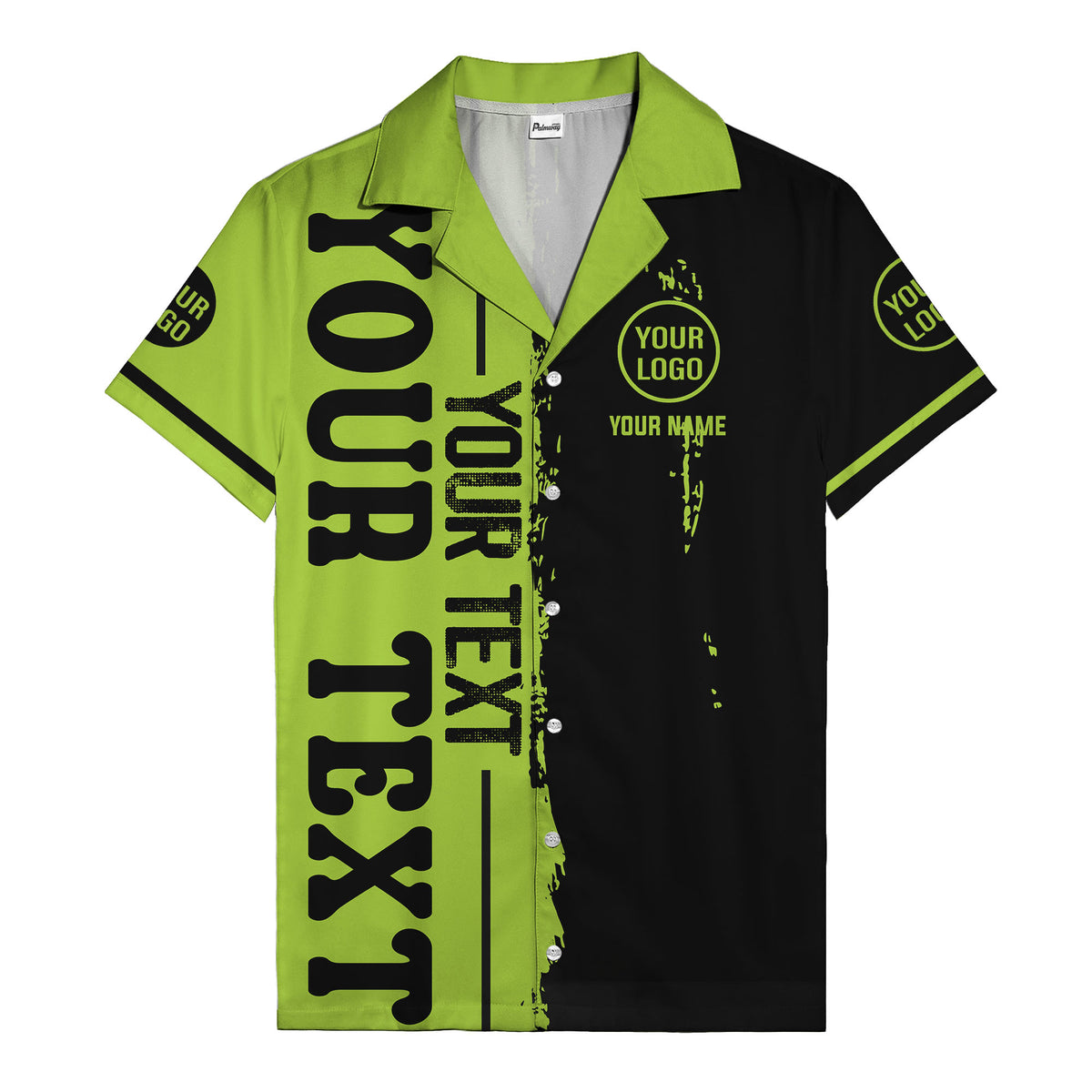 customizable text logo circle personalized hawaiian shirt