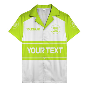 customizable text & logo horizontal stripe bowling hawaiian shirt