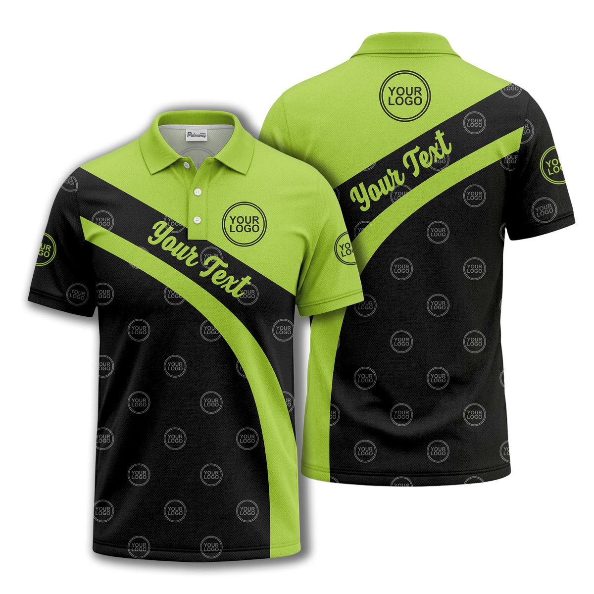 diagonal stripe custom logo golf polo shirt