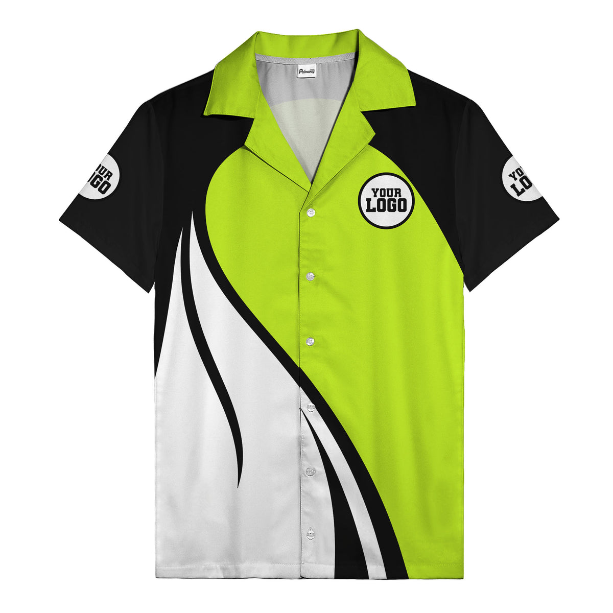 diagonal stripe custom logo retro bowling hawaiian shirt