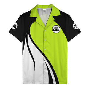 diagonal stripe custom logo retro bowling hawaiian shirt