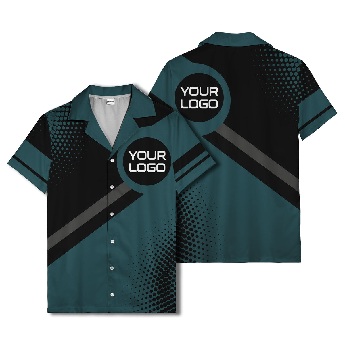 diagonal stripe logo modern hawaiian shirt