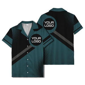 diagonal stripe logo modern hawaiian shirt