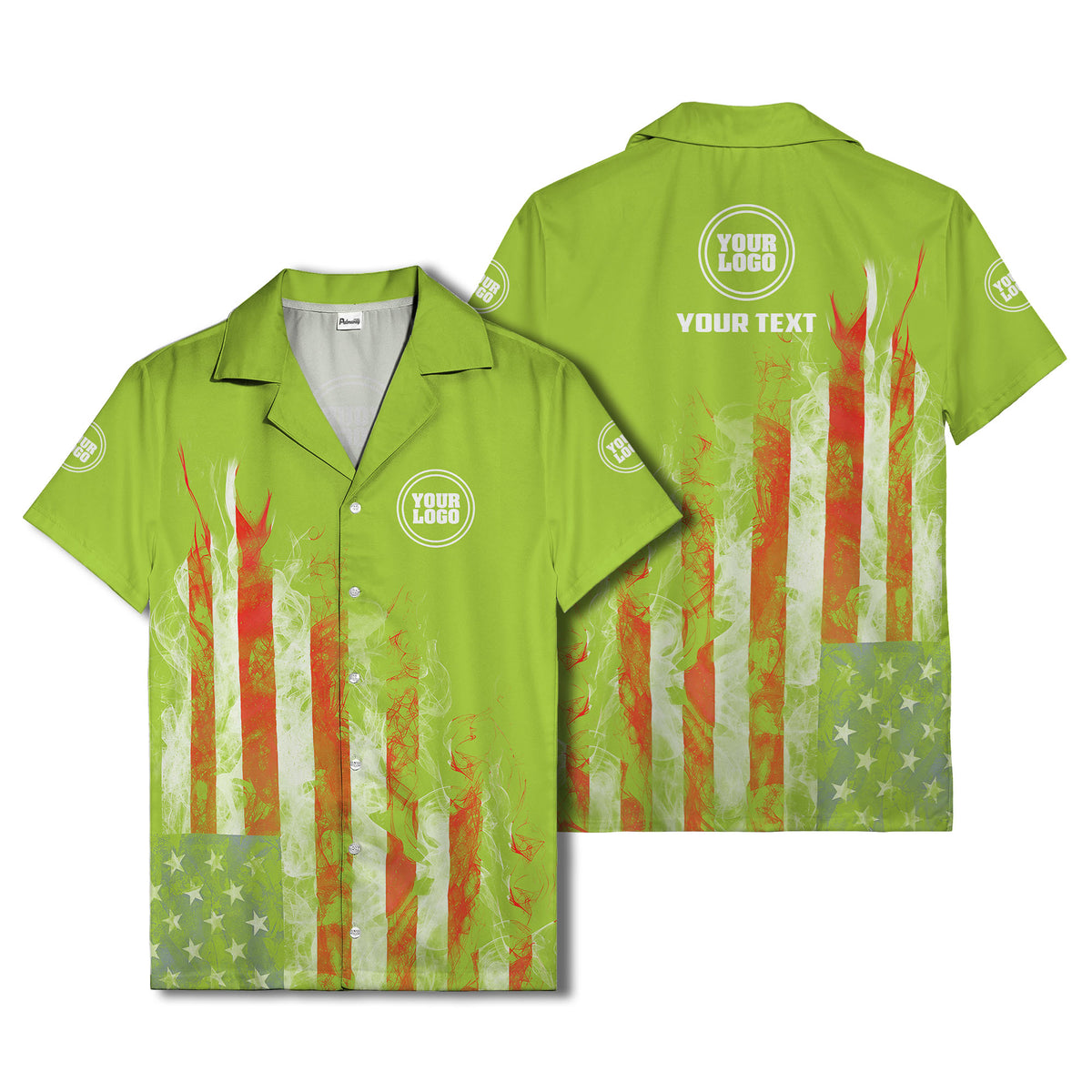 fiery bald eagle & stars stripes hawaiian shirt for men