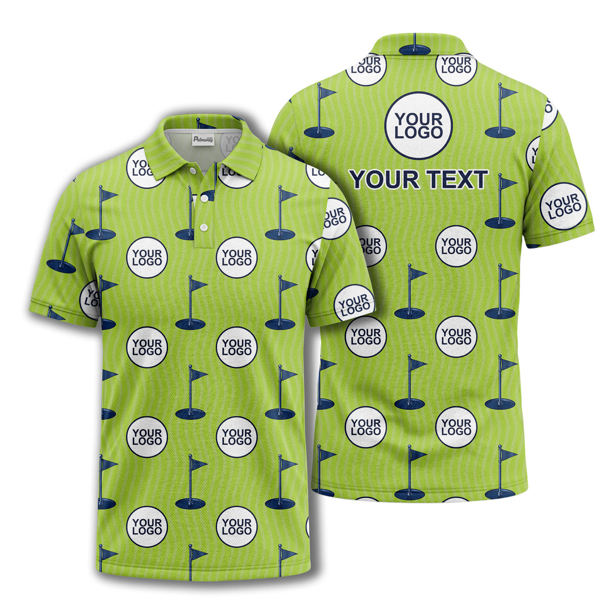 golf flag logo repeat pattern country club golf polo shirt