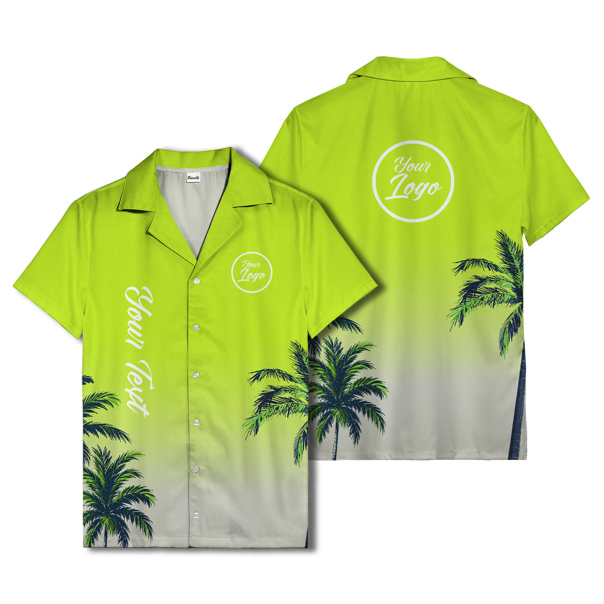 gradient palm tree silhouettes custom text hawaiian shirt for men