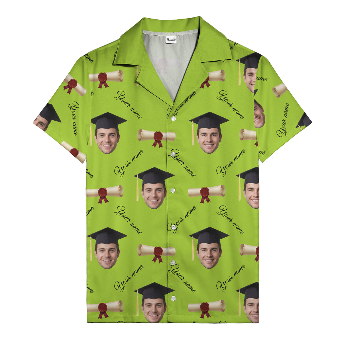 graduation caps diplomas & custom faces hawaiian shirt