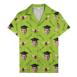 graduation caps diplomas & custom faces hawaiian shirt