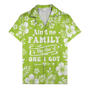 graphic white hibiscus & leaf family tribute hawaiian shirt