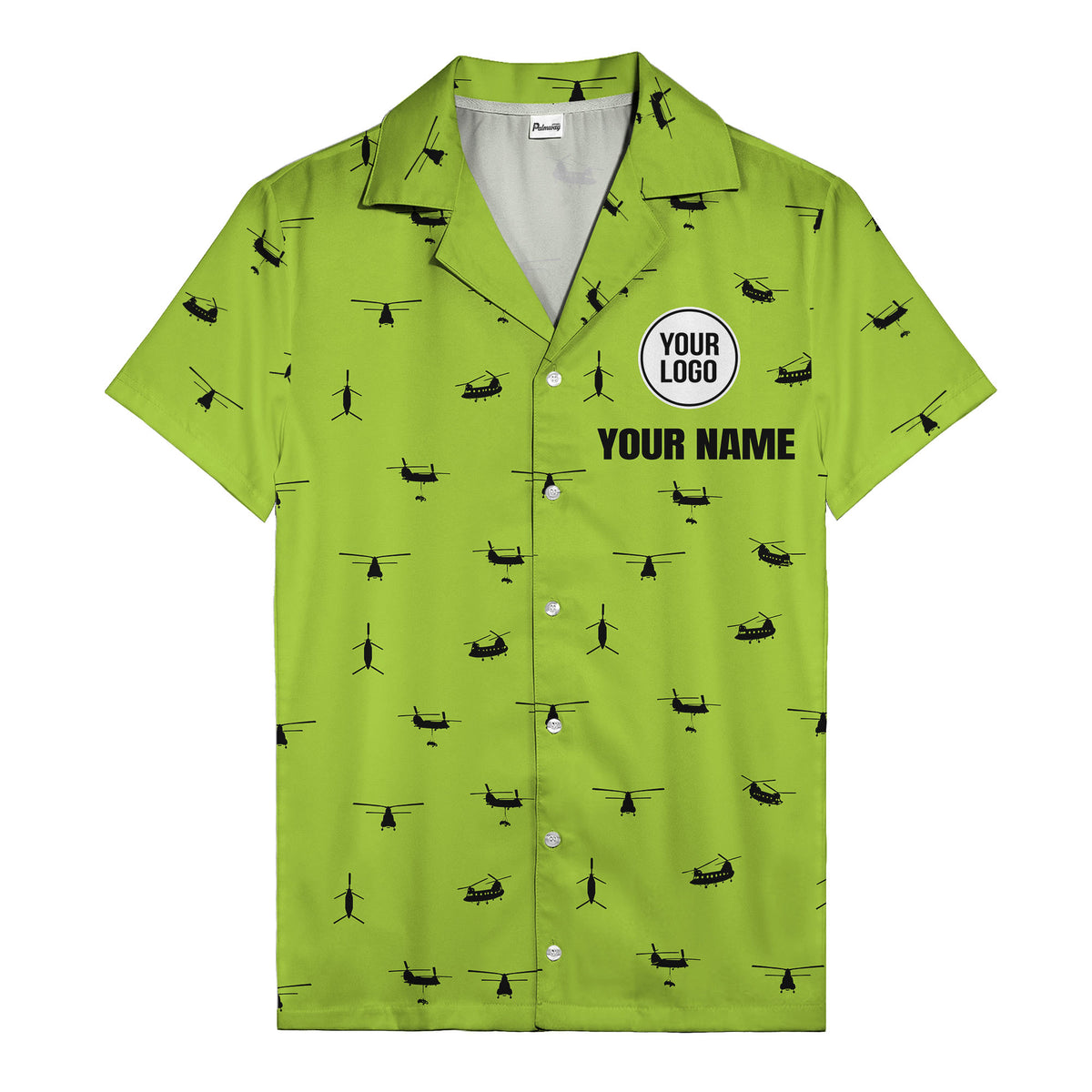 helicopter silhouette repeat military graphic hawaiian shirt for men