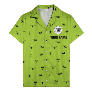 helicopter silhouette repeat military graphic hawaiian shirt for men