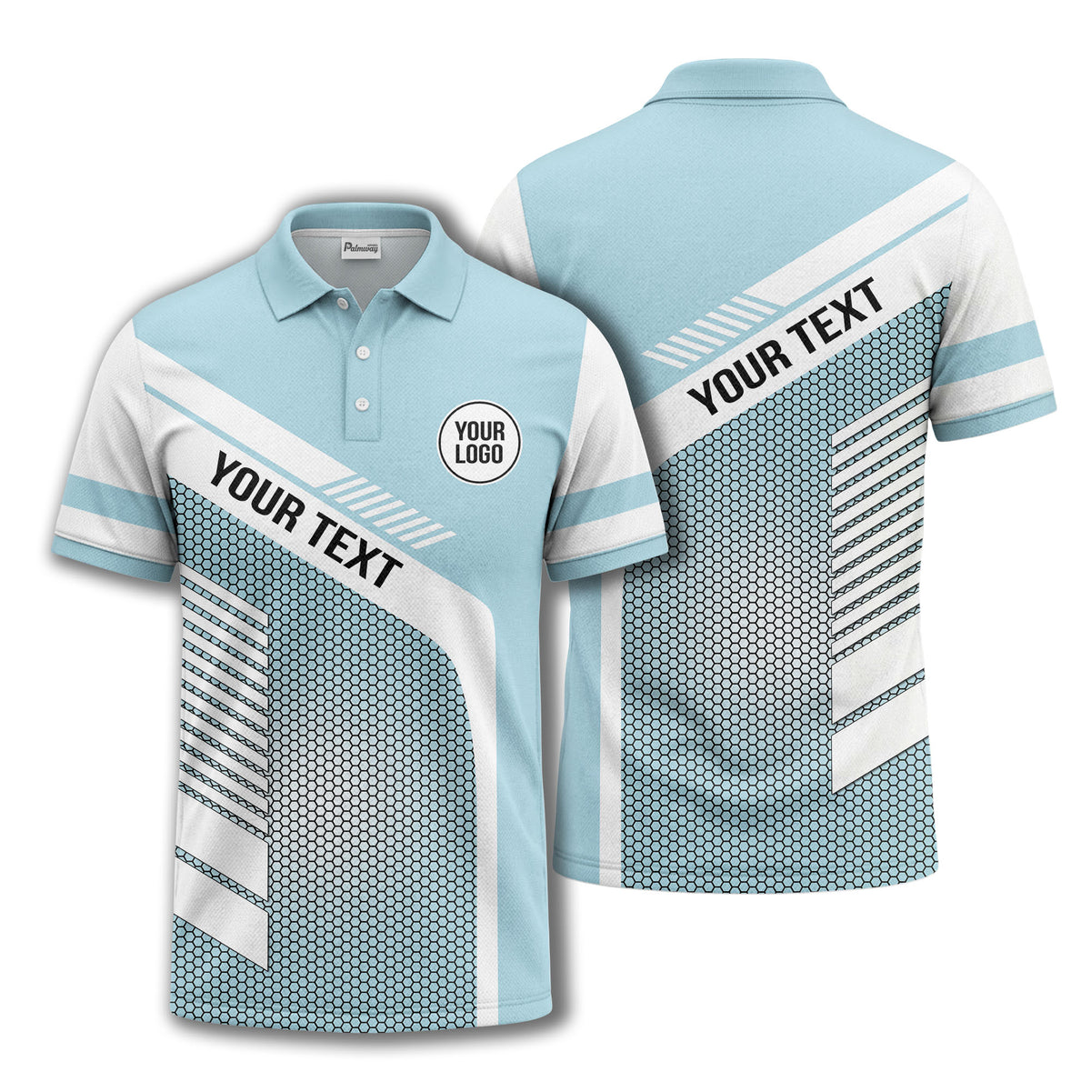 hexagon diagonal stripe geometric custom logo modern polo shirt