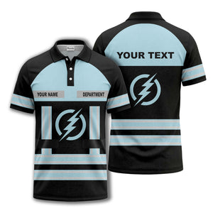 lightning bolt emblem & stripes corporate polo shirt