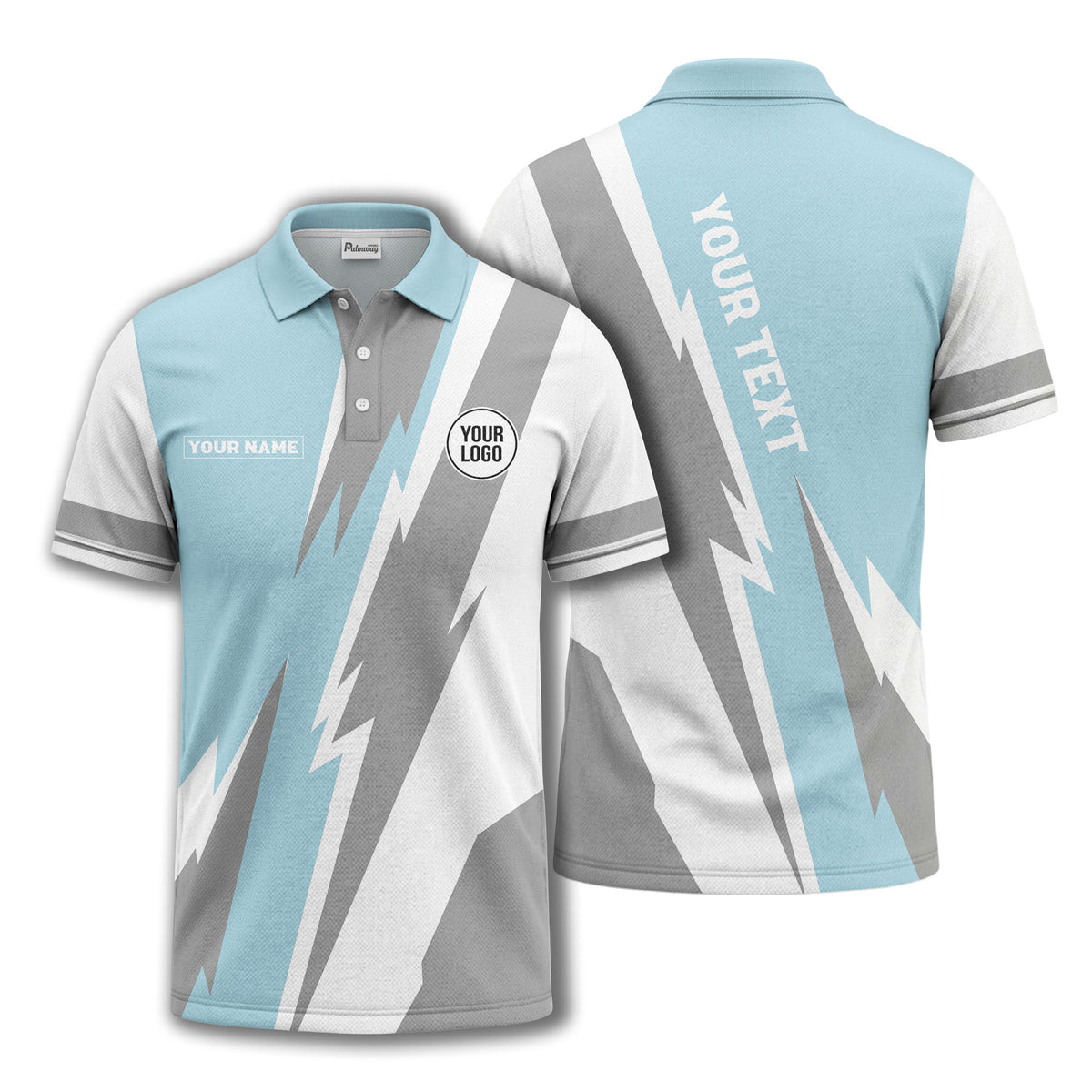 lightning bolt & geometric stripes polo shirt for men