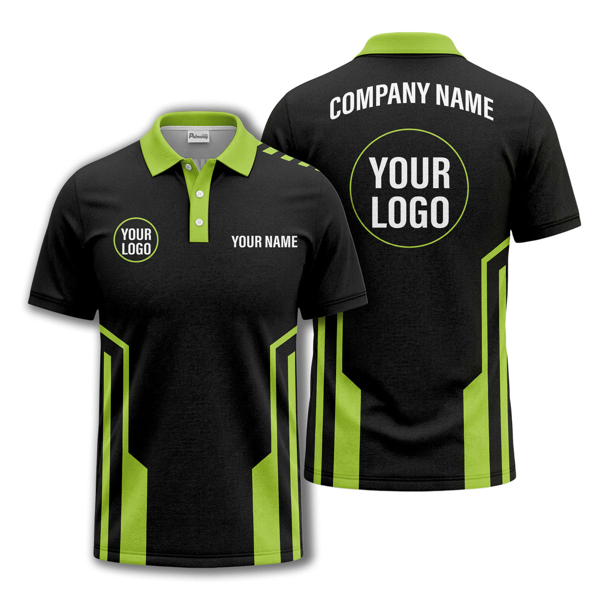 modern black white geometric stripes custom logo polo shirt
