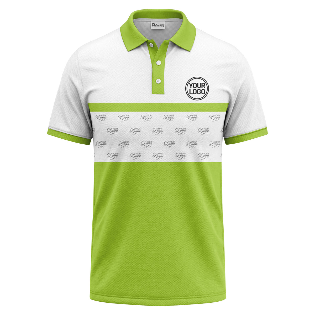 monochrome custom logo repeat stripe polo shirt for men