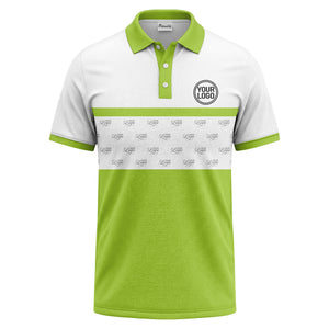 monochrome custom logo repeat stripe polo shirt for men