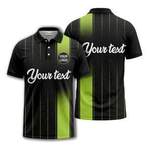 monochrome gradient vertical stripes with custom logo text polo shirt
