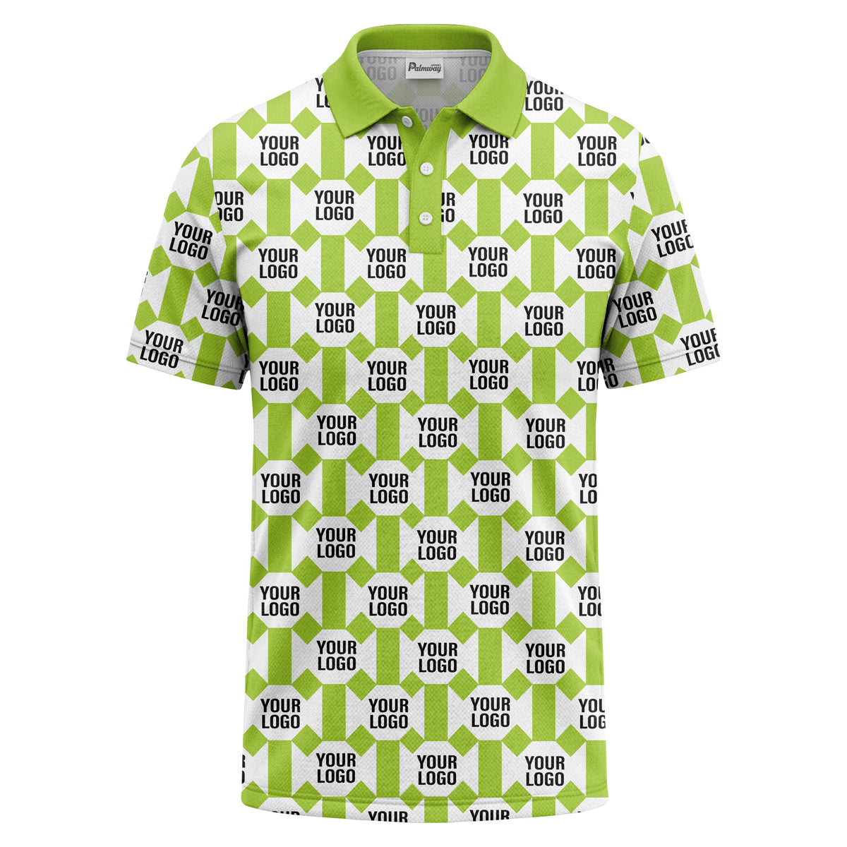 monochrome hexagon repeat custom logo geometric polo shirt for men