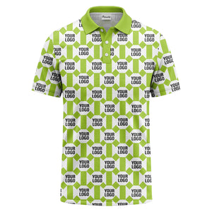 monochrome hexagon repeat custom logo geometric polo shirt for men