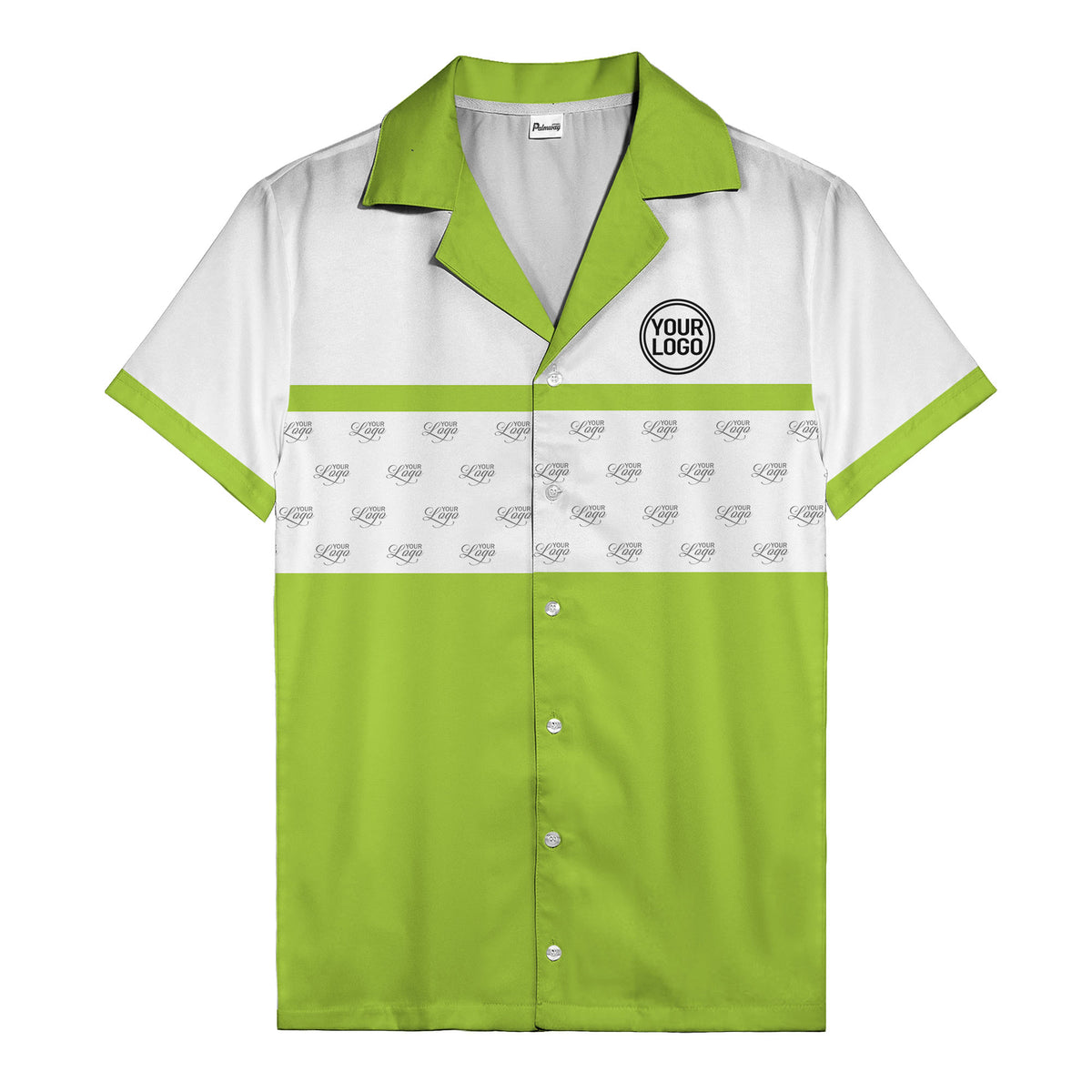 retro bowling custom logo repeat hawaiian shirt for men