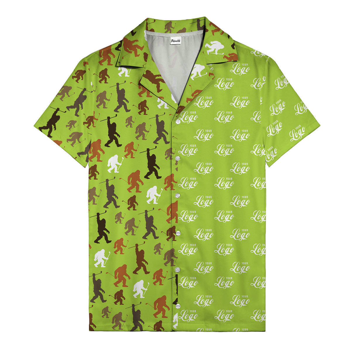 sasquatch golfers swinging clubs cartoon black hawaiian shirt for men