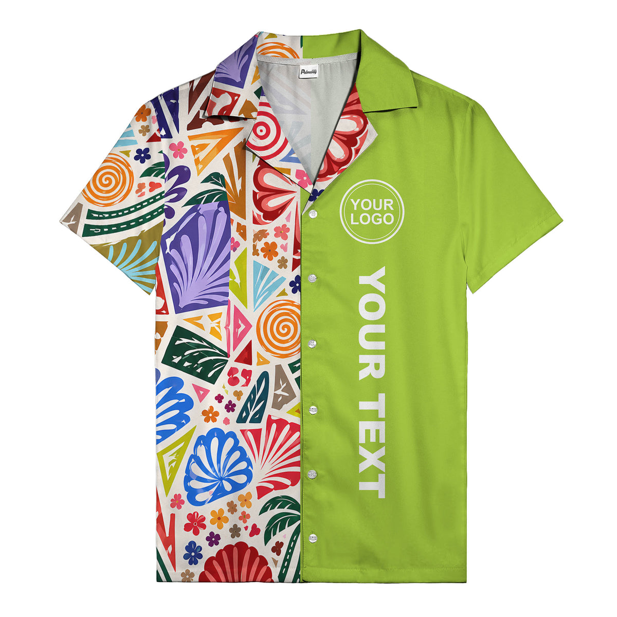 spiral motifs palm leaves hibiscus geometric hawaiian shirt for men