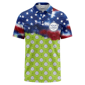 stars & stripes american flag custom logo all over print polo shirt