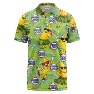 sunglass bananas luau palm leaves polo shirt for men