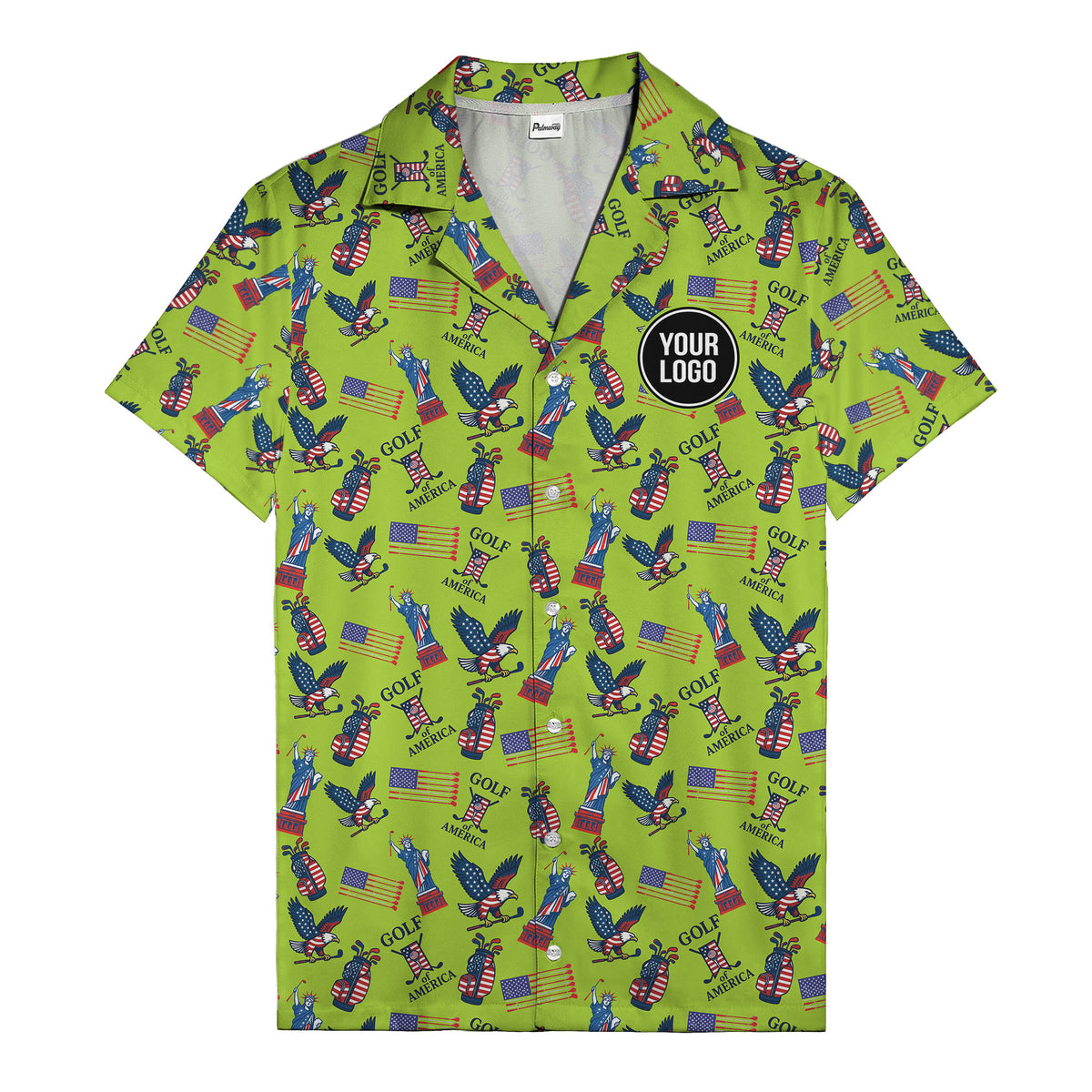 vintage 50s bald eagles & statue of liberty golf hawaiian shirt