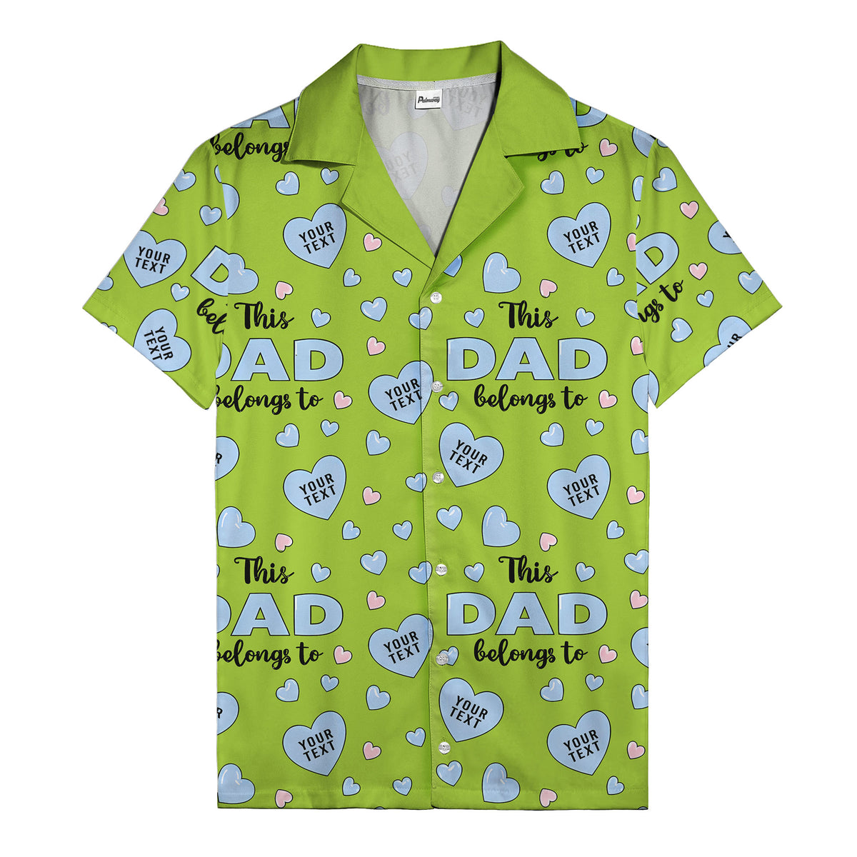 watercolor hearts & custom names hawaiian shirt for dad, navy blue