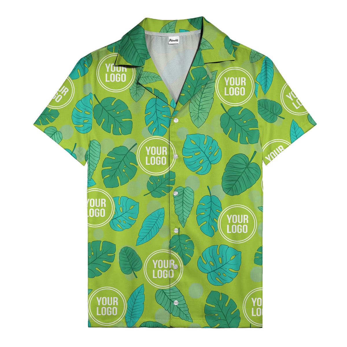 watercolor monstera leaf repeat & signature logo hawaiian shirt