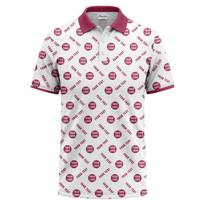 your name & logo repeat pattern all over print custom polo shirt
