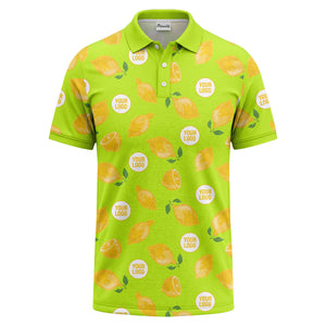 zesty lemon slices & leaf motif playful summer polo shirt