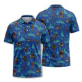 Custom Bigfoot Golfing & Pine Trees All-Over Print Short Sleeve Polo Shirt - Athletic Golf Polo