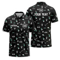 Custom Golf Icons Pattern All-Over Print Short Sleeve Polo Shirt - Personalized Name & Logo Athletic Golf Polo