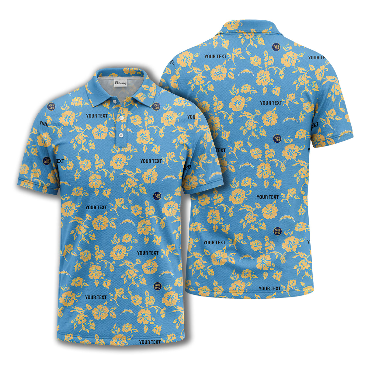 Custom Tropical Floral Golf Polo Shirt – Personalized Logo & Name, Hawaiian Flower Golf Team Apparel
